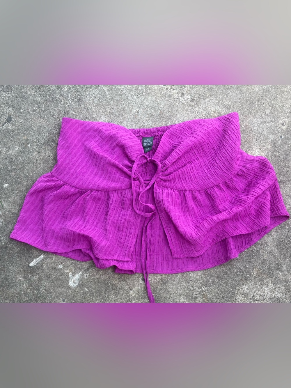 wild fable Magenta Ruched Crop Top with Front Tie